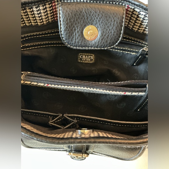 Equestrian Houndstooth Satchel Horsebit Print Black Faux Leather Chaps Handbag - Picture 8 of 14